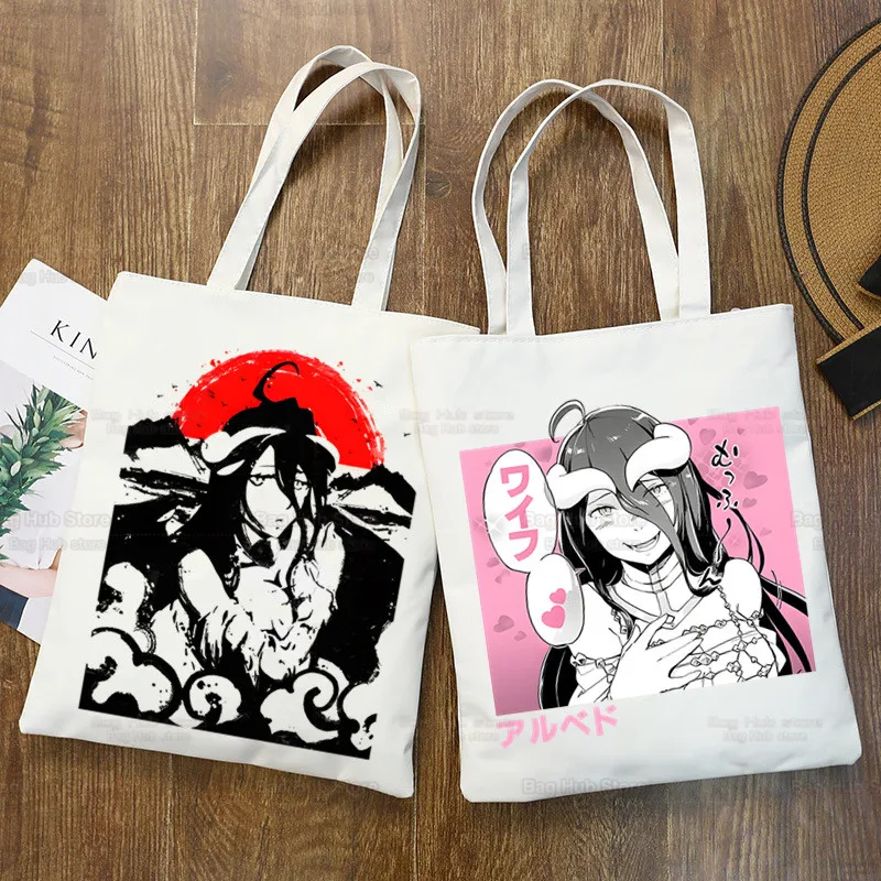 

Overlord AnimeShopping Bag Shopper Eco Canvas Cotton Albedo Ainz Ooal Gown Shopper Bolsas De Tela Momonga Bag Shoping Reusable