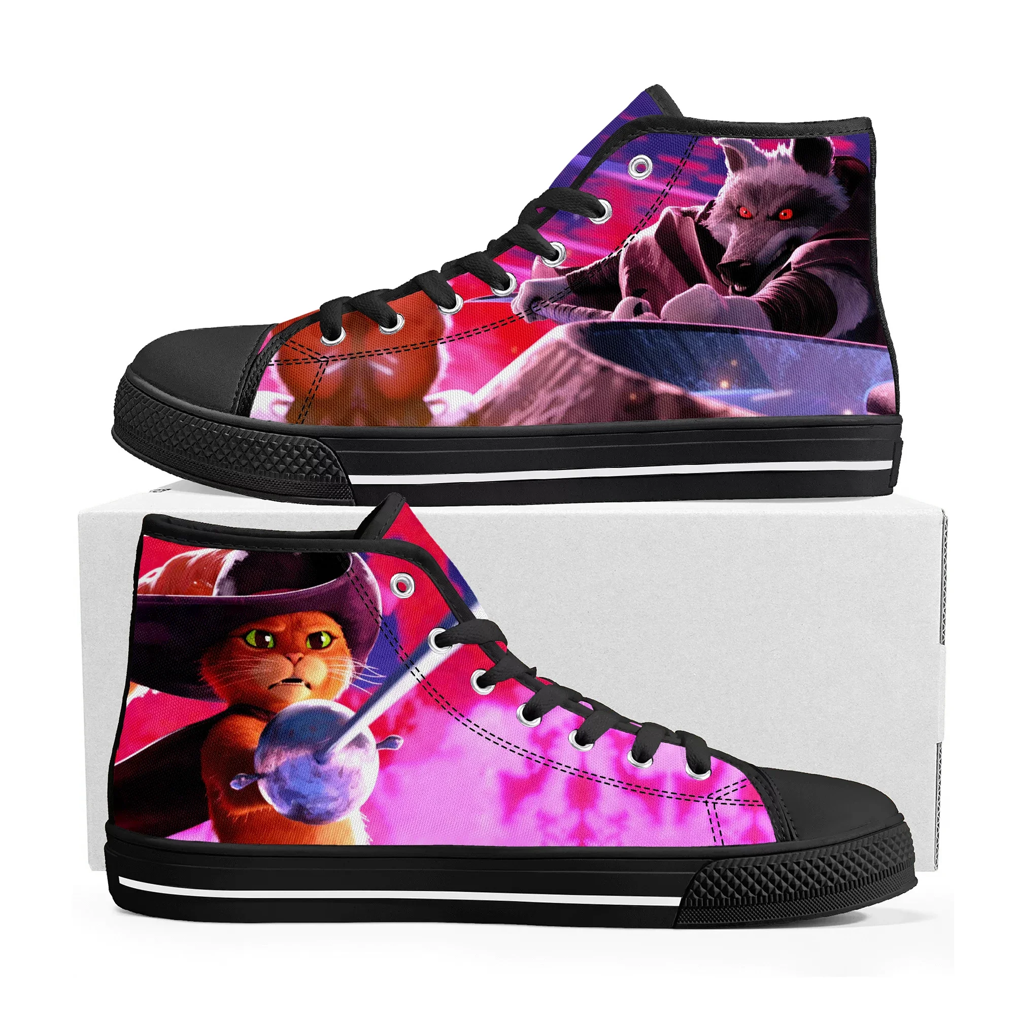 

Высокие кроссовки Swordsman с котом, мужские, женские, подростковые, высококачественные холщовые кроссовки, аниме мультфильм, повседневная обувь на заказ