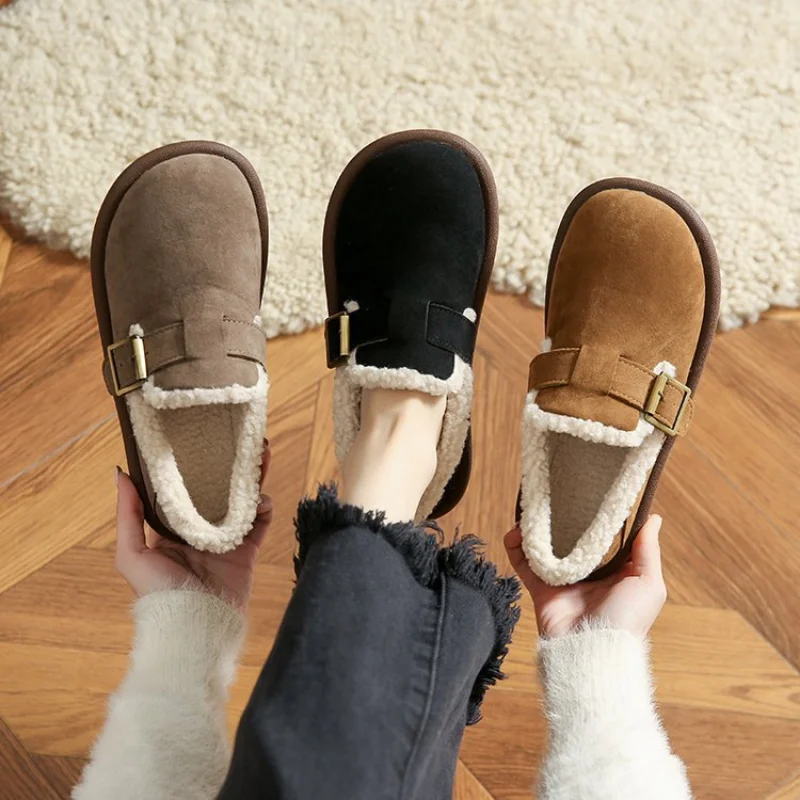 

Новые модные хлопковые Туфли с круглым носком для осени и зимы, закрытые женские туфли на мягкой подошве с хлопковой подкладкой в стиле ретр...