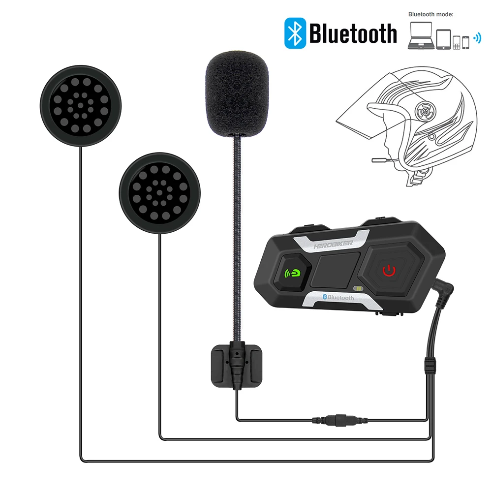 Motorcycle Helmet Intercom Waterproof Wireless Bluetooth Motorbike Headset Interphone With FM Radio Large Capacity Battery enlarge