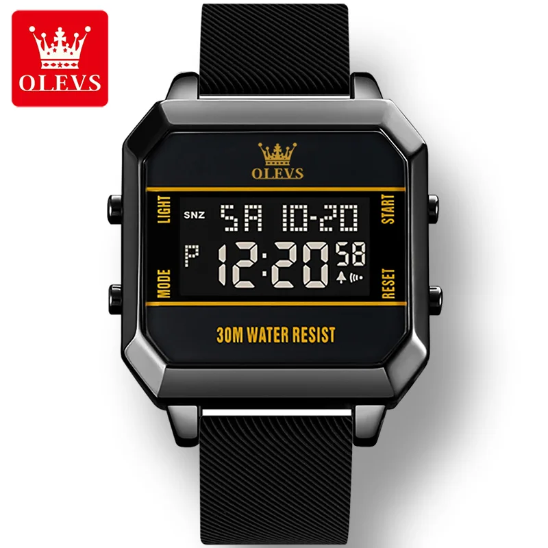

OLEVS 1103 Digital Fashion Watch for Men Quality Multifunctional Waterproof Silicone Strap Men Wristwatches Calendar Luminous