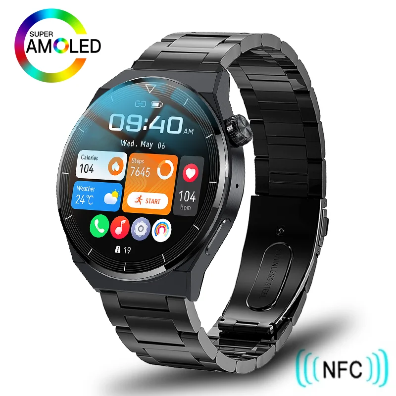 

ZODVBOZ New NFC Smart Watch Men GT3 Pro AMOLED Screen Heart Rate Custom Dial Answer Call Waterproof Smartwatch For Huawei Xiaomi