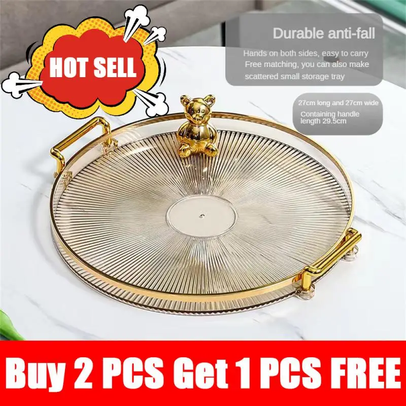 

Round Storage Tray Light Luxury Wind Phnom Penh Round Tray Household Coffee Table Tea Cup Storage Plate Acrylic Tray Decoration