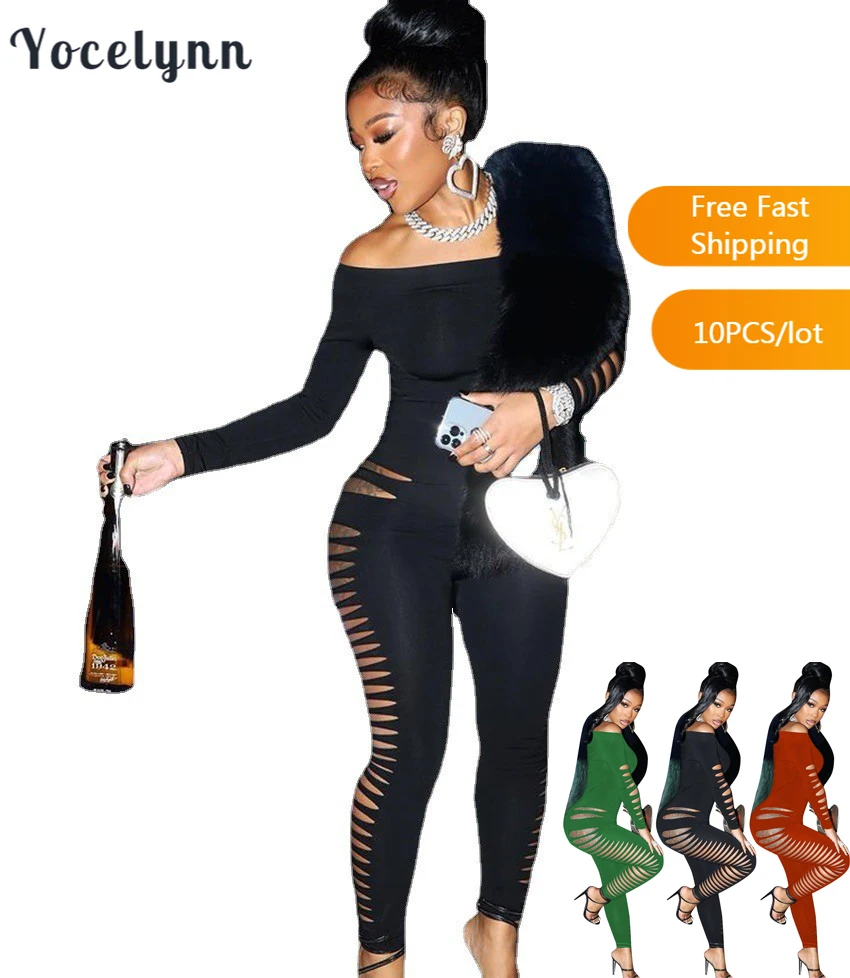 

Bulk Items Wholesale Lots Women Spring Jumpsuits Solid Hollow Out Black Jumpsuit Sexy Club Outfits for Women One Piece Overalls