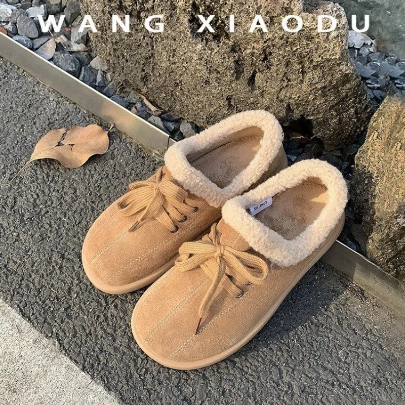 Женские замшевые туфли на плоской подошве однотонные Туфли с круглым носком