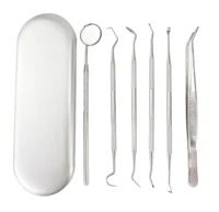 

Набор для ухода за зубами из 6 предметов, инструменты для чистки зубов, двойной зонд, инструмент для приготовления полости рта, лабораторное оборудование, товары для дома