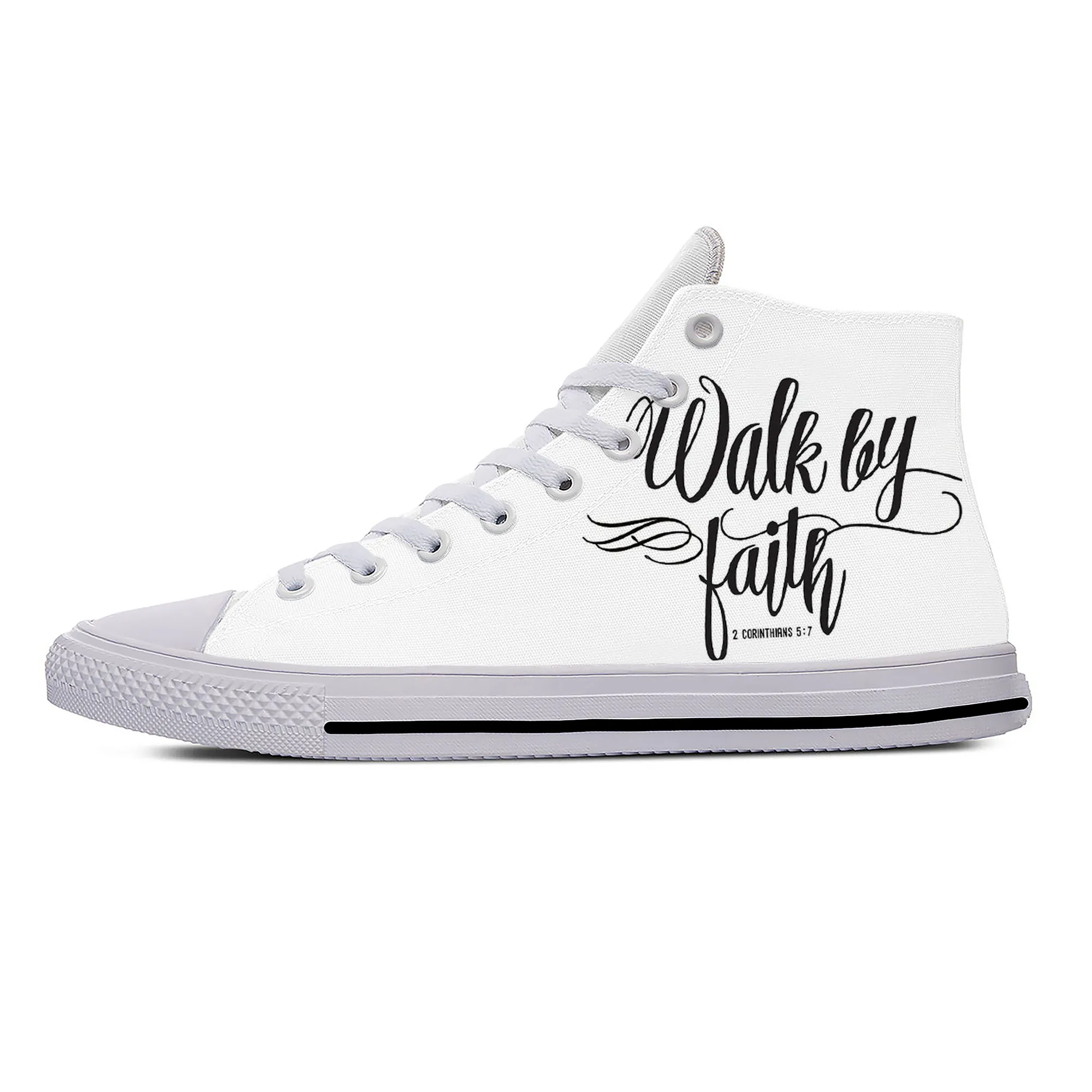 

Высокие кроссовки Walk By Faith для мужчин и женщин, повседневная холщовая обувь для подростков, дышащая легкая обувь для бега с 3D принтом