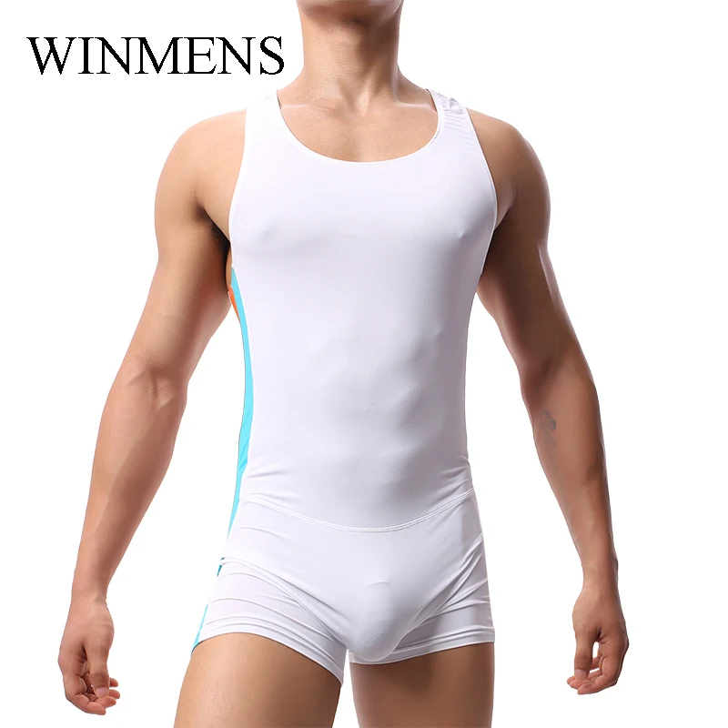 Men's Fitness Sweat Suit Summer O-neck Shapewear Sleeveless Man Shaper Slimming Jumpsuit For Wrestling  Bodybuilding Training