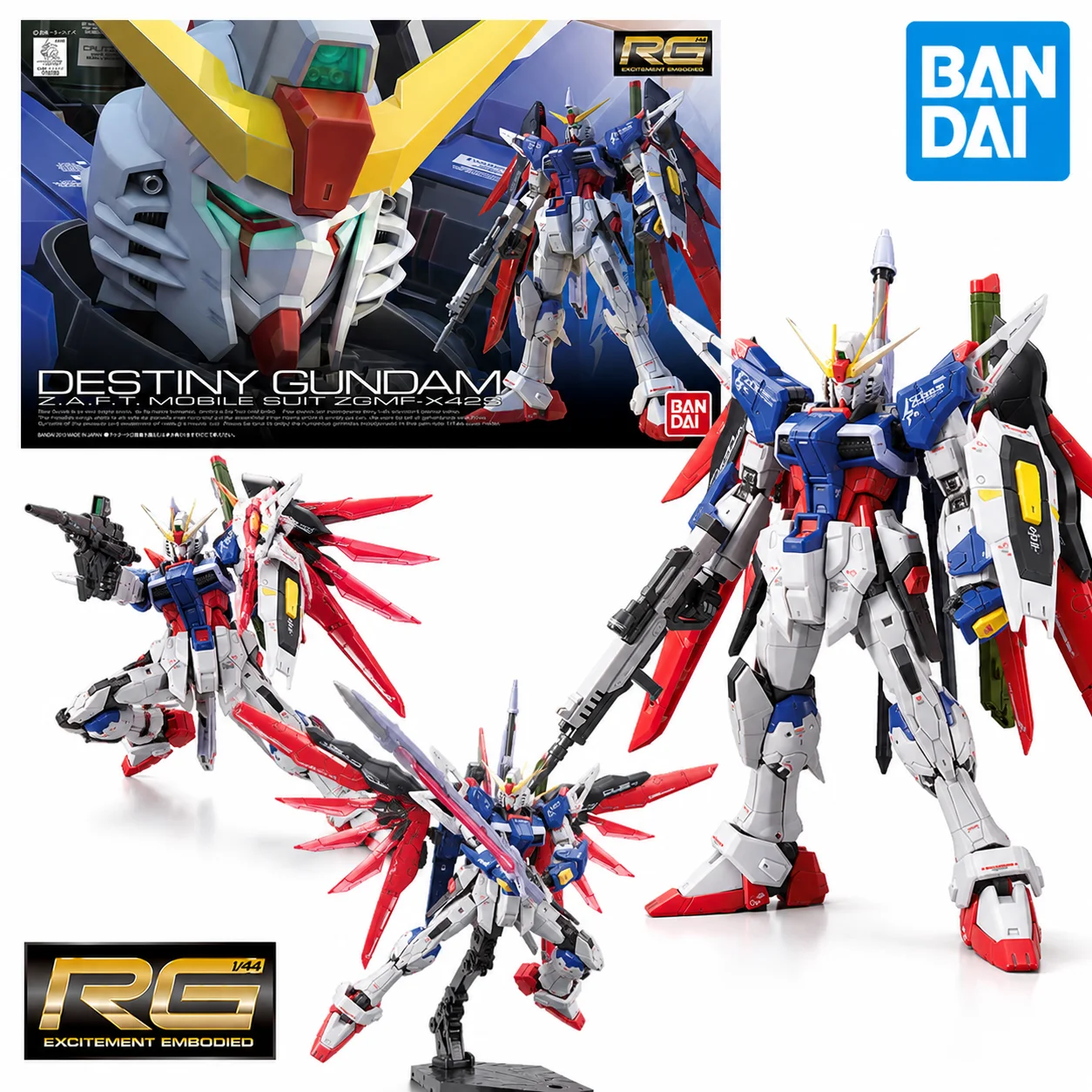 Фото Оригинальный сборный конструктор Bandai RG 144 Destiny Gundam Wings of Light Gundam SEED, модель меха, подарок для мальчиков №1