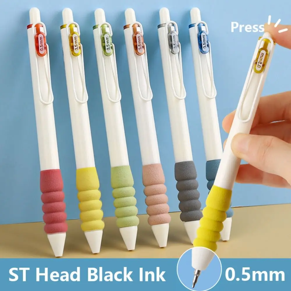 

4/6Pcs Creative High Quality Soft Grip Press Neutral Pen 0.5mm Black Ink Signature Pen Ball Point Pen School Office Writing Tool