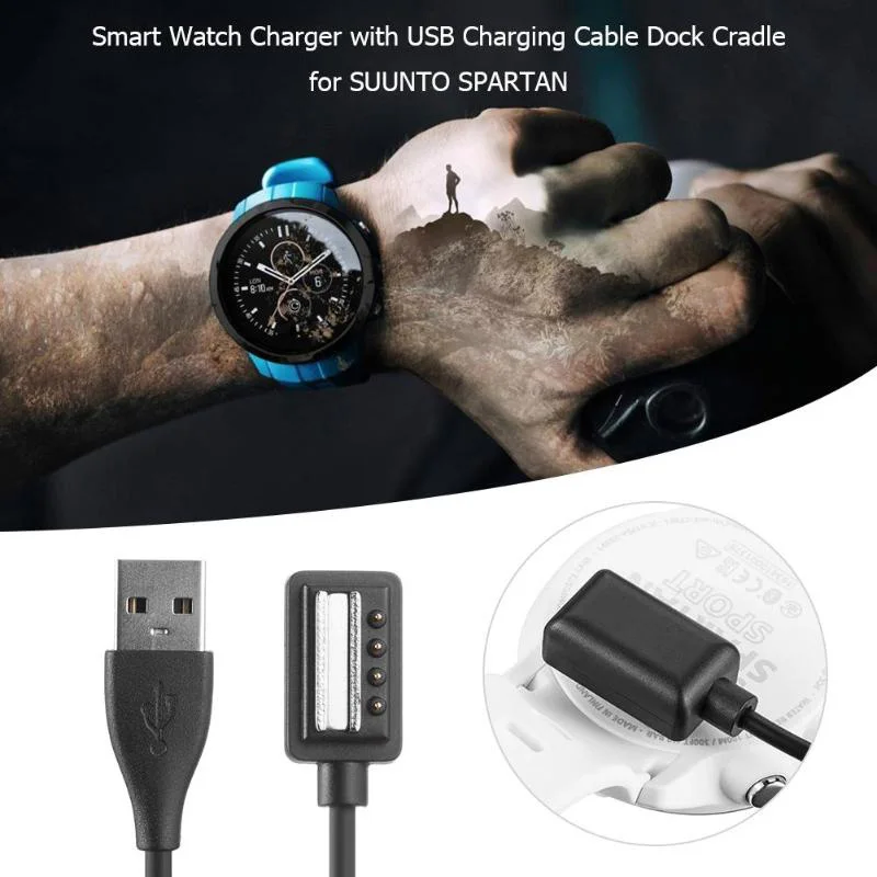 

USB Charger Cable Replacement Magnetic Charging Cable Dock for Suunto Spartan/9 100cm Black Smart Accessories