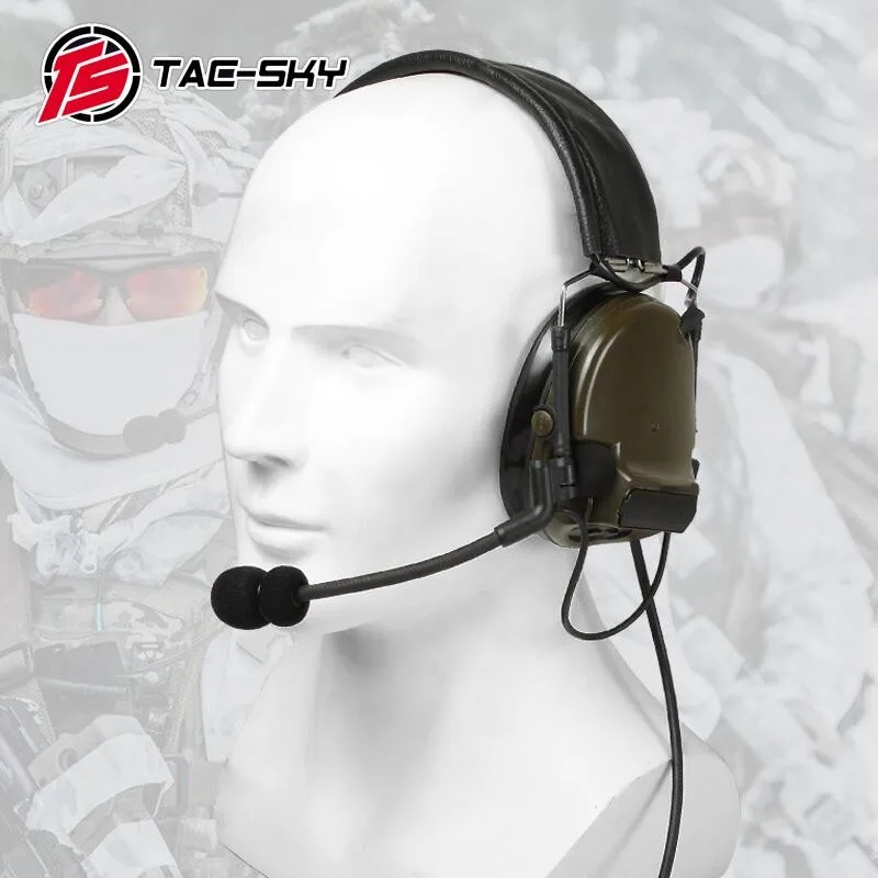 TS TAC-SKY COMTAC Tactical Headset COMTAC III Noise Cancelling Pickup Walkie Talkie Hearing Protection Shooting Headset