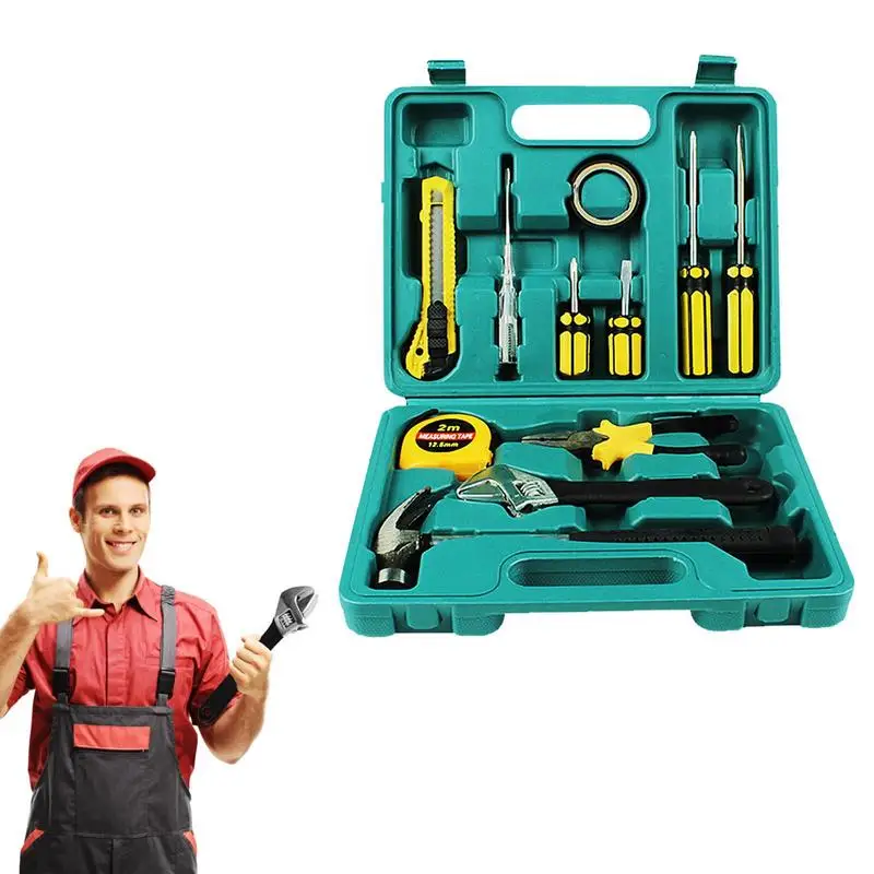 

Car Repair Tool Kit Set Workshop TPR Mechanical Tools Box For Home 12 Pcs Hand Tool Sets Screwdriver Kit With Portable Toolbox