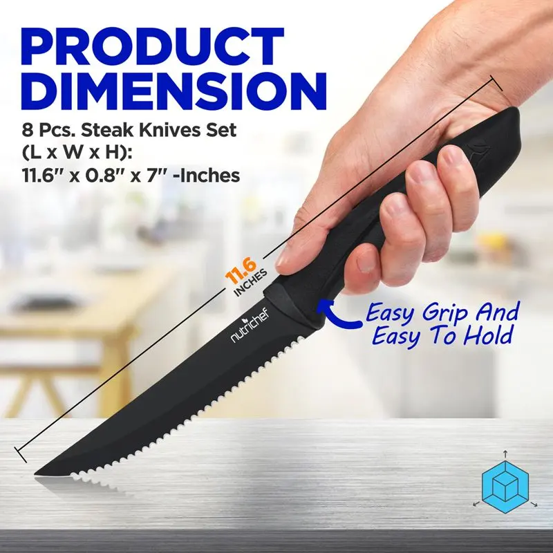 

Piece Kitchen Knife Set - Multi-purpose Unbreakable Ergonomic Non-stick Stainless Steel Kitchen Steak Knives Set with Fully Serr
