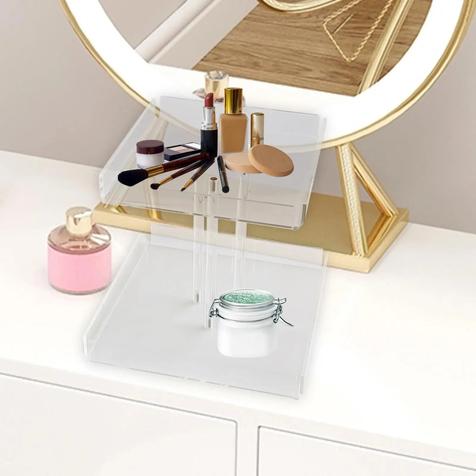 

Acrylic Display Stand Square Clear Acrylic Showcase Jewelry Display Riser Shelf for Buffets Figurines Perfume Figure Toy