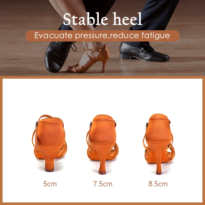 New Ballroom Latin Dance Shoes for Women/Girls/Ladies Tango&Salsa High Heeled Indoor Satin/Silk 5/7.5/8.5cm Professional