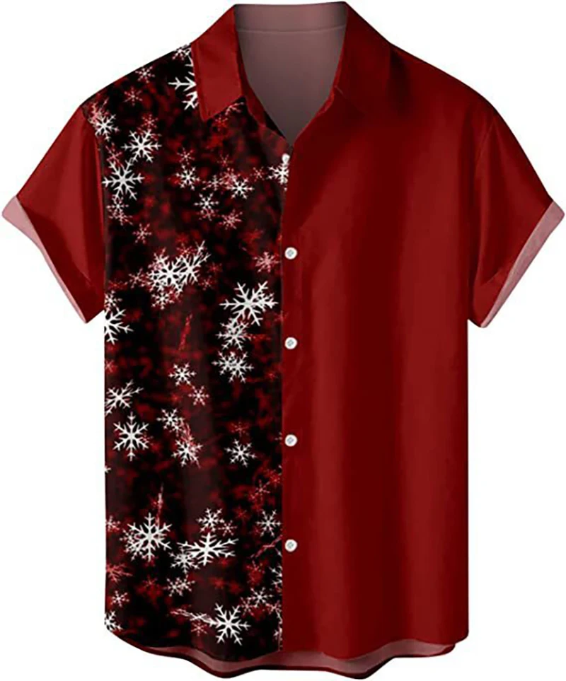 

Men's Hawaiian Polyester Summer Short Sleeve Shirt 3D Pattern Printing Christmas Stand Collar Short Sleeve Male T Shirts 5xl Top