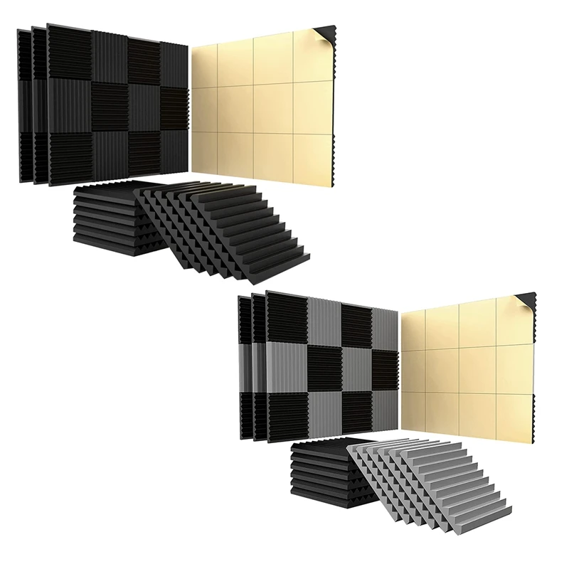 

24 упаковки акустических панелей с самоклеящимися, 1X12X12 дюймов звукостойкие пенопластовые панели, для домашней студии