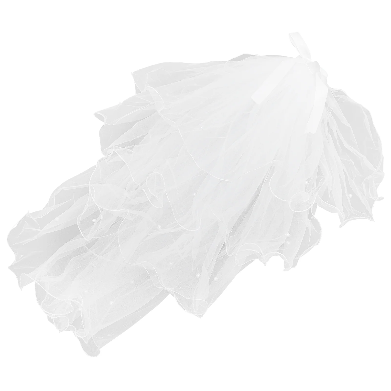 

Bridal Bride Beads Veil Women's Tulle Short Bow Veil With Comb for Wedding Party