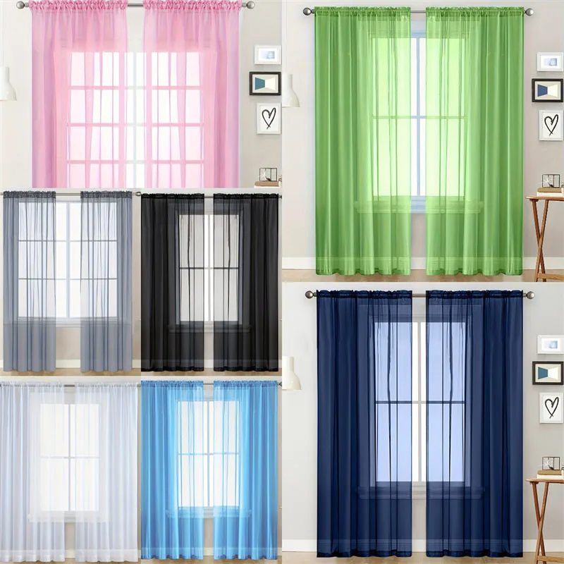 Шифоновые прозрачные оконные шторы для гостиной современные простые занавески