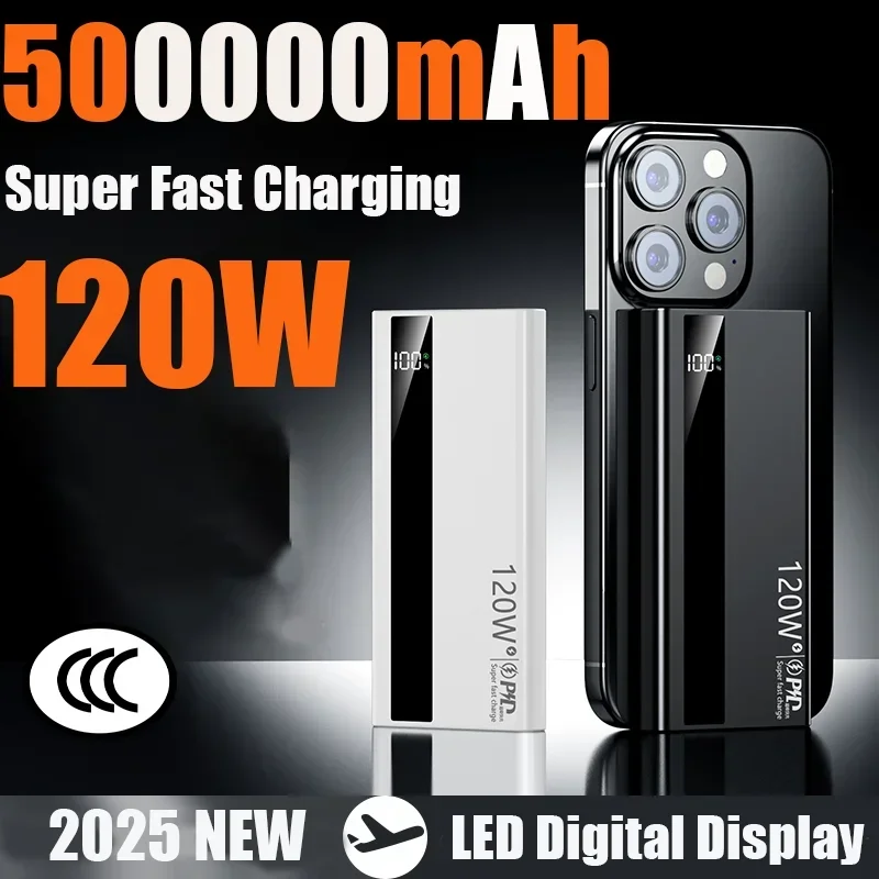 Фото Портативный внешний аккумулятор Lenovo 120W 500000 мАч с высокой емкостью и сверхбыстрой зарядкой для iPhone Samsung Новинка №2