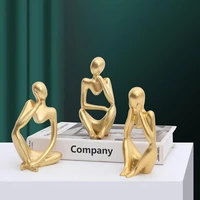 3pcs abstract modern thinker statue resin craft collectible figurines desktop ornament for home office decor