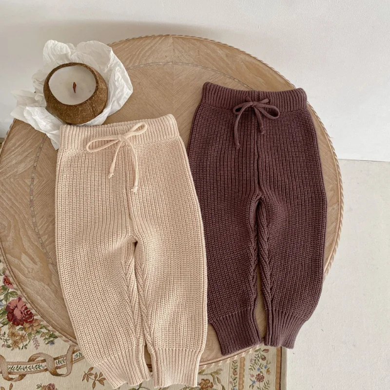 

Весенние детские брюки 2023, однотонные трикотажные брюки для маленьких девочек, универсальные повседневные брюки для мальчиков и малышей