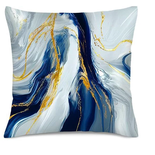 

Декоративные наволочки Blue & Gold Abstract Marbling Polyester Velour 40x40/45x45/50x50/60x60 см