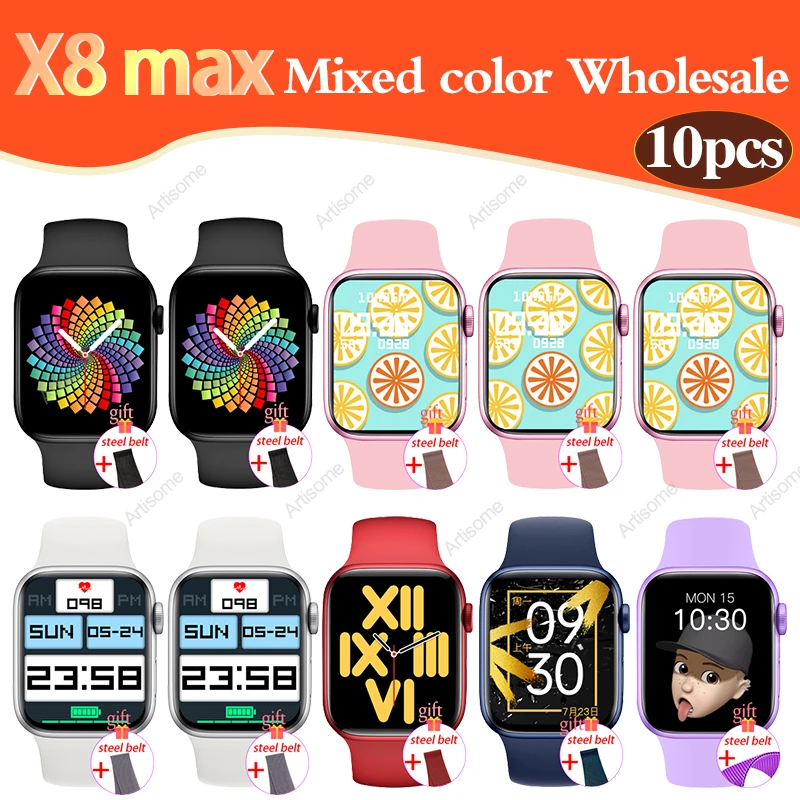

Смарт-часы X8 Max, 1,75 дюйма, 10 шт., разные цвета