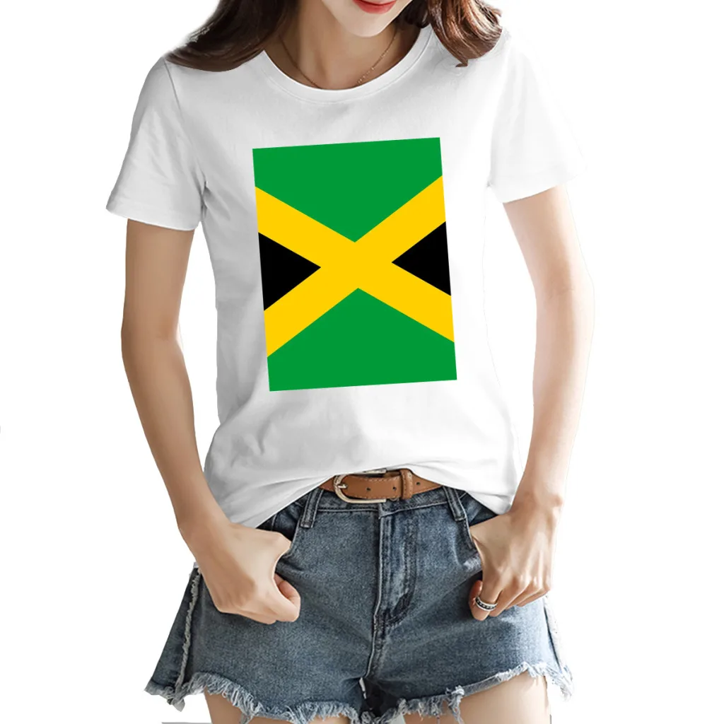 

Jamaican Flag Women's T-shirt Vintage White Joke Tees Tops European Size