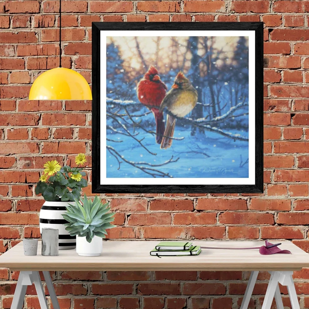 

Christmas bird 5D DIY Diamond Painting Landscape Cross Diamond Embroidery Painting Full Round Diamond Mosaic Home Decor Gift
