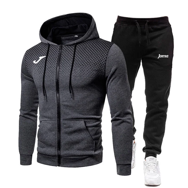 

2023 Winter and Fall JOMA Fashion Zipper Hooded Sweater Sweater Casual Sportswear Men's Suit + Trousers Men's Suit
