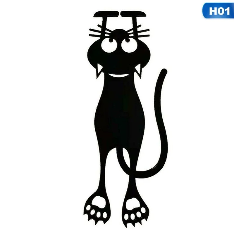 Акриловые черные полые закладки с котенком