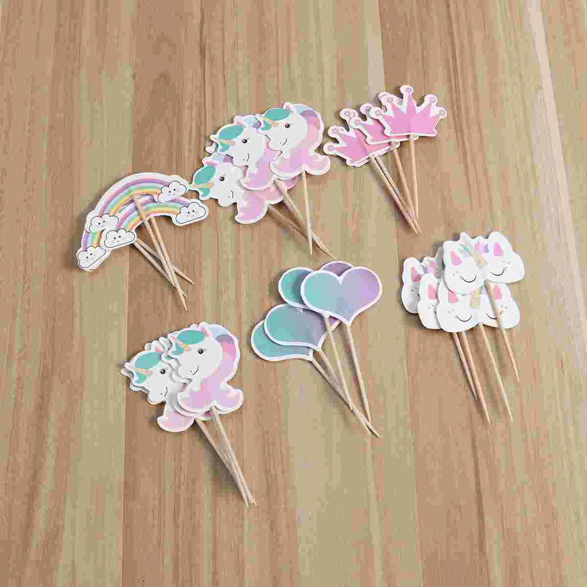 

24pcs Kids Birthday Party Rainbow Pick Cake Decoration