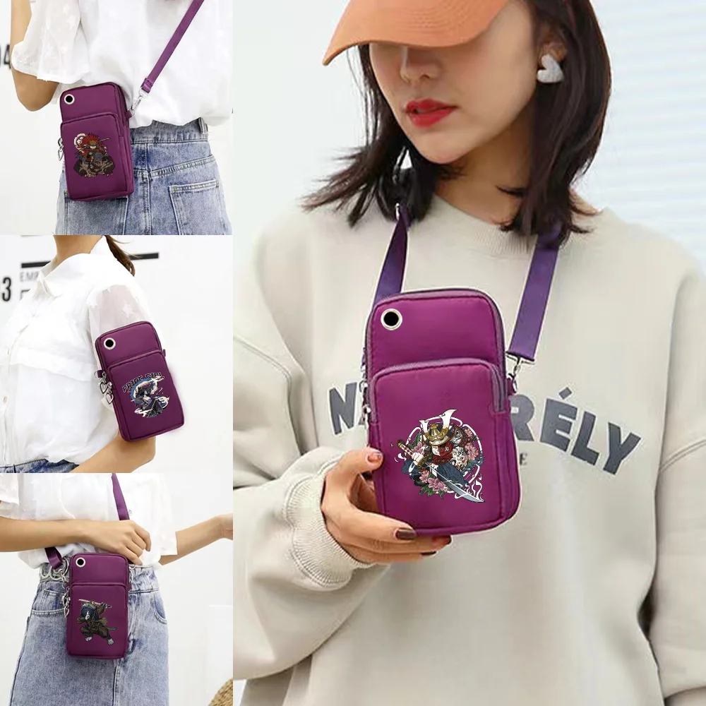 

Women Mobile Phone Bags Samurai Print Shoulder Bag Iphone 14 Pro/Huawei/Xiaomi/oppo/vivo Universal Cell Phone Packet Arm Purse