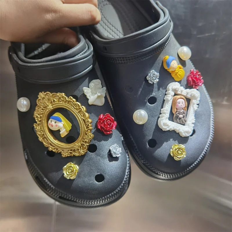 

Винтажная фоторамка с изображением крокса, Элегантные дизайнерские аксессуары с изображением цветов, роскошные качественные жемчужные са...