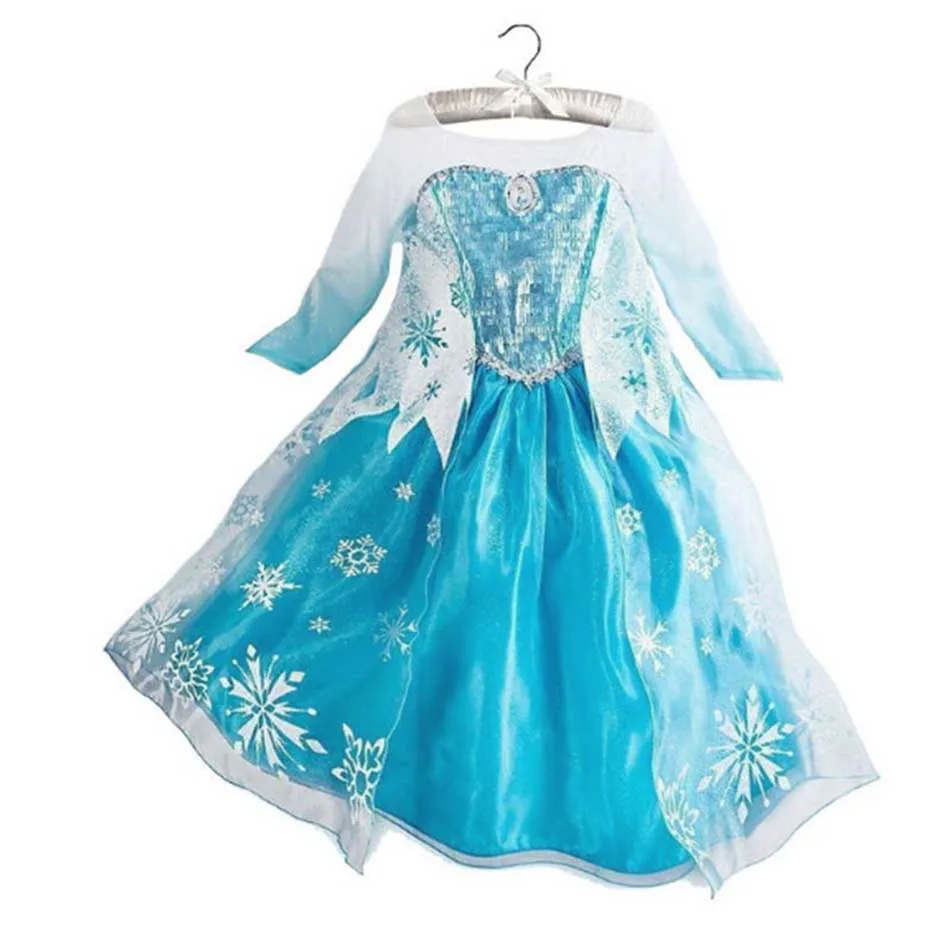 Girls Princess Cosplay Dresses Kids Elsa Anna Jasmine Elena Aurora Snow White Moana Mermaid Sofia HuaMulan Belle Party Costumes