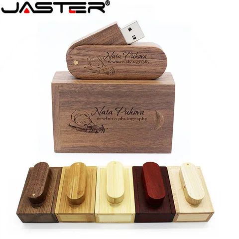JASTER (1 шт. бесплатный логотип) Деревянный USB + коробка USB флэш-накопитель 64 ГБ 16 ГБ 32 ГБ флэш-накопитель для фотографии свадебный подарок