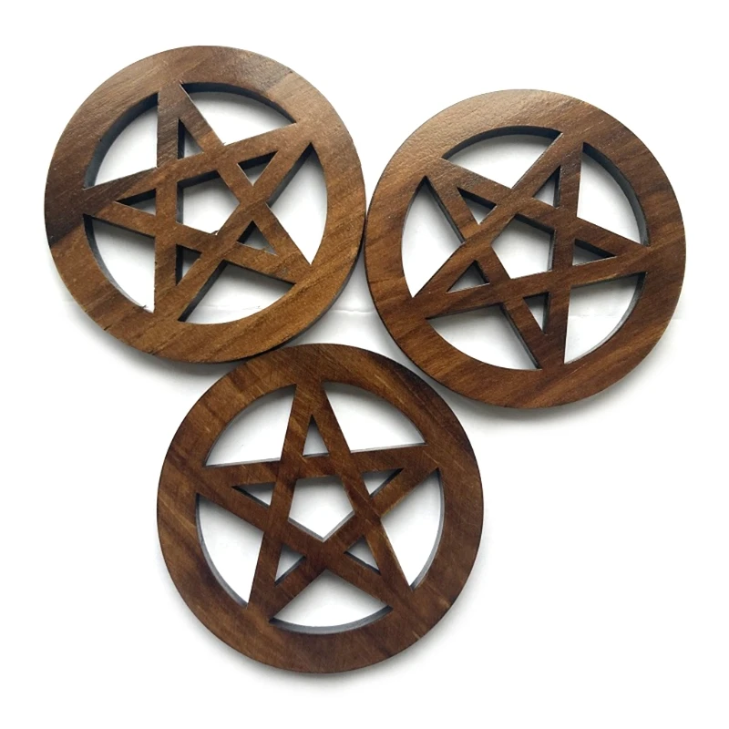 Круглая звезда внутри деревянных подставок коврик для чайника чашка с принтом