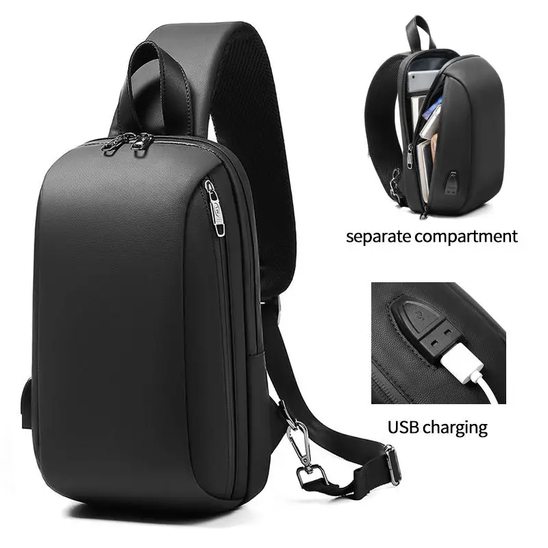 

New Multifunction USB Crossbody Bag Shoulder Bag Man Waterproof Anti-theft Casual Sling Messenger Pack Chest Bag for Male