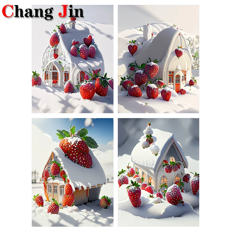 

Алмазная 5D живопись мечта клубника Снежный дом Искусство Набор для вышивки крестиком фантазия Пейзаж Вышивка Новинка 2023 Diy мозаика домашни...