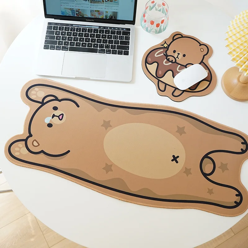 

Корейский креативный коврик для мыши с милым медведем, Простой Большой мультяшный Настольный коврик для общежития для девушек, Нескользящи...