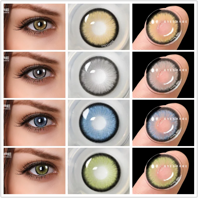 

1 пара цветных контактных линз EYESHARE для глаз, натуральные синие линзы, годовая красота, модные линзы для учеников, серые линзы, контактные линзы для зеленых глаз