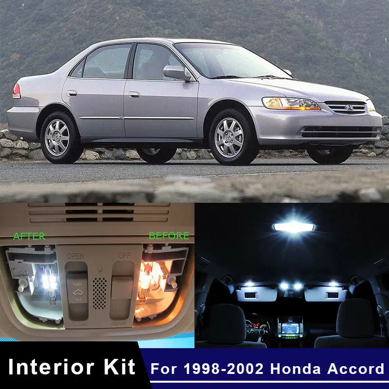 

12X белые светодиодные лампы для внутреннего освесветильник для 1998-2002 Honda Accord автомобильная карта купольная дверная лампа Прямая замена