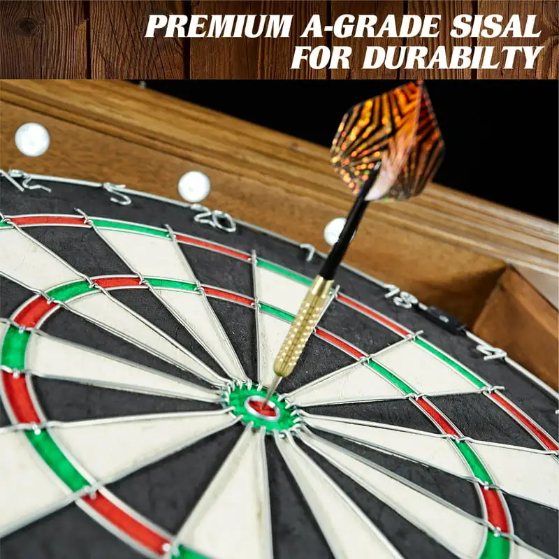 

Free shipping Bristle Dartboard Cabinet Set, LED Lights, Brown/Black