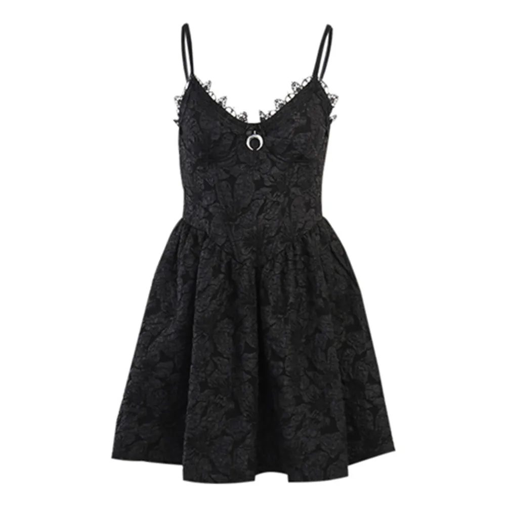 

Женское мини-платье на тонких бретельках, черное винтажное платье в готическом стиле на лето, Y2k