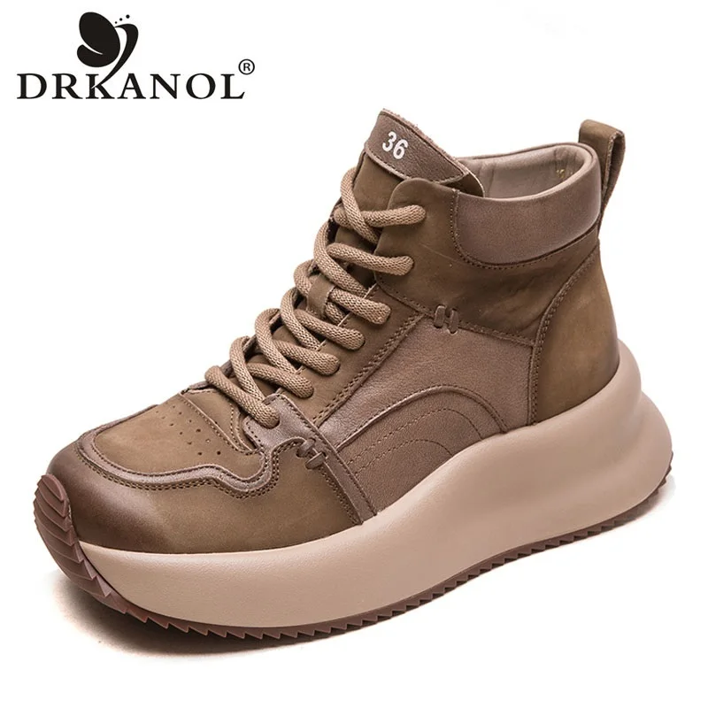 DRKANOL модные женские ботильоны на танкетке осенне-зимние короткие ботинки