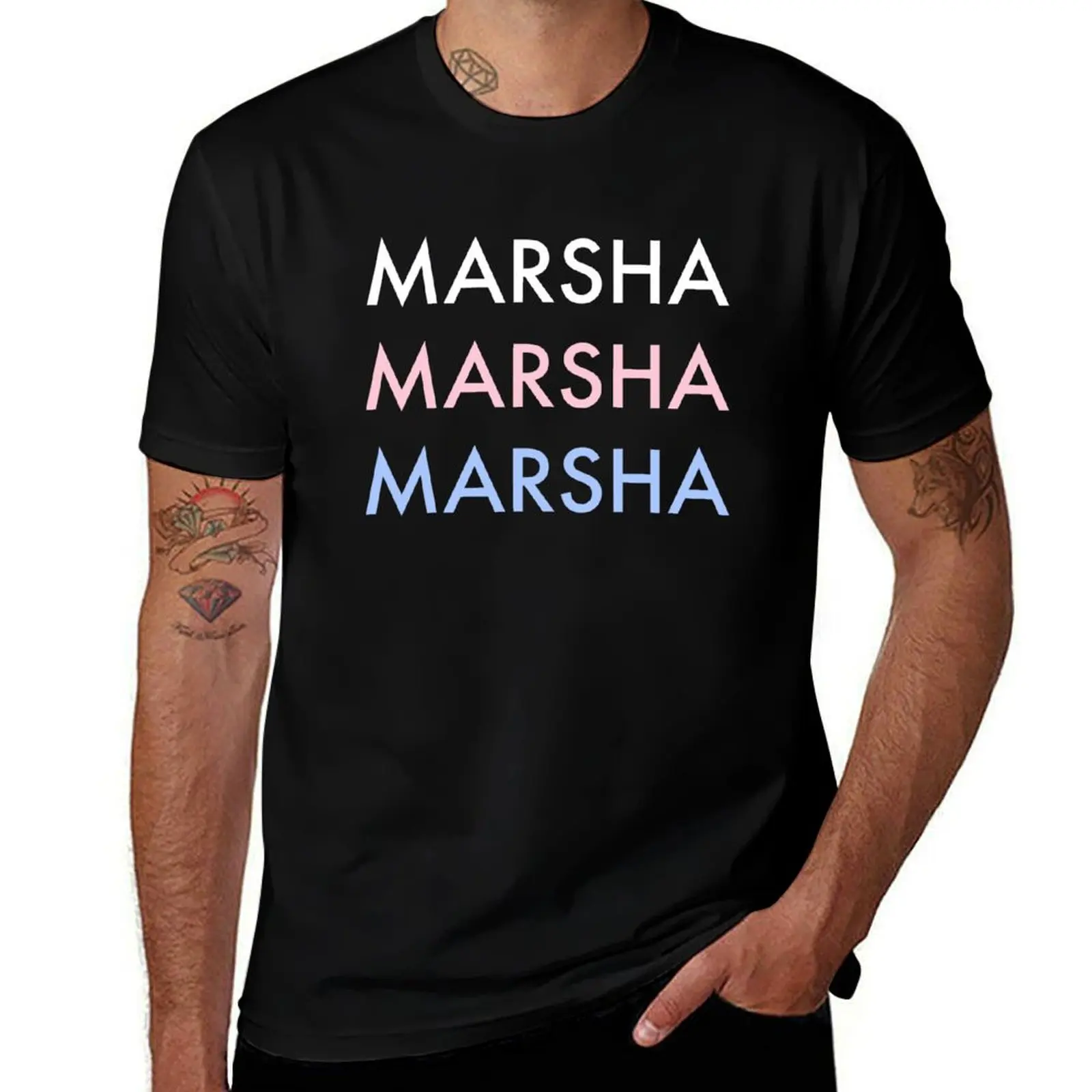 Фото Футболка Marsha Marsha Marsha P. Johnson Trans Pride, мужская однотонная футболка, персонализированные футболки для мужчин, белая футболка в упаковке №1