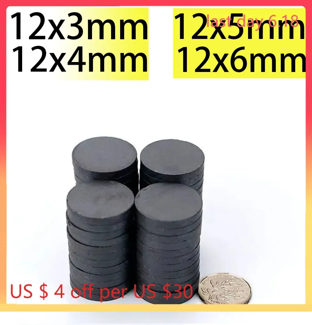 

12x3 12x4 10x5 10x3 10x6 14x5 14x6 15x3 16x3 Дисковые круглые магниты Черный ферритовый постоянный редкоземельный магнитный магнит на холодильник DIY