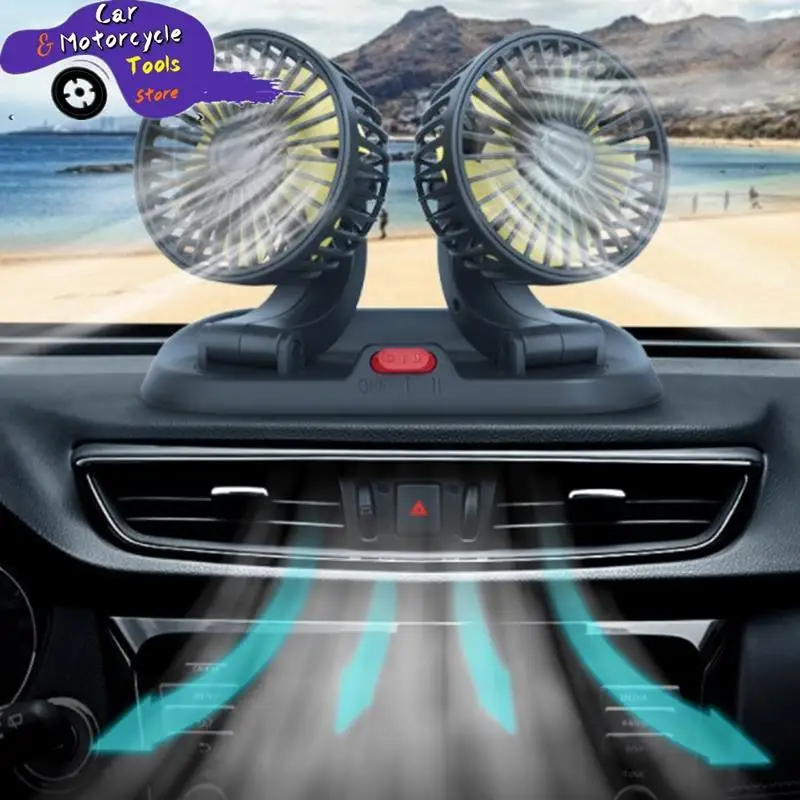 

Автомобильный Вентилятор охлаждения Автомобильный Вентилятор двойная головка Usb 12 В/24 В 2 скорости регулируемая съемная передняя сетка для ...